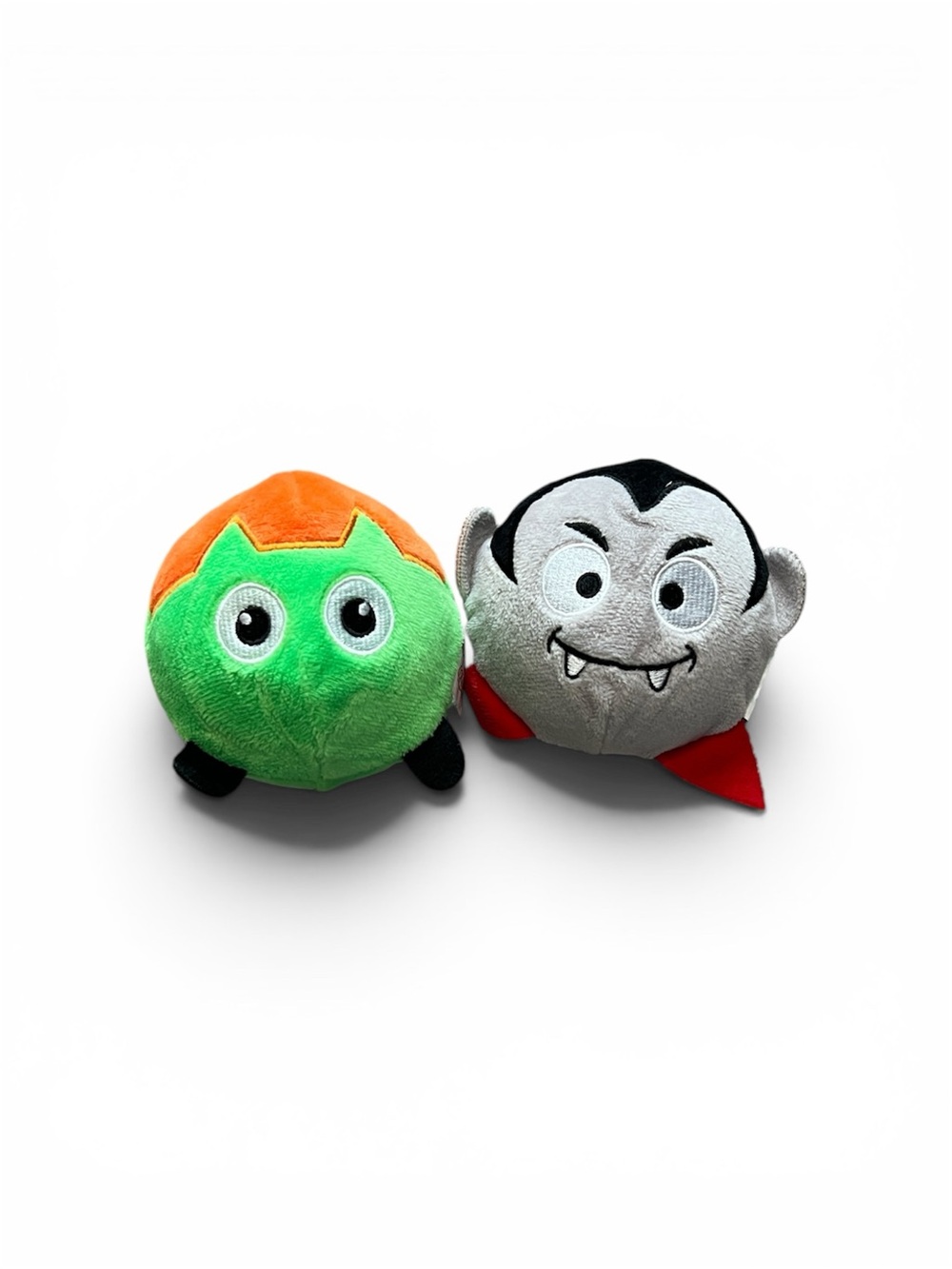 Two's Company Green and Orange Monster with Gray and Red Vampire Plush Set